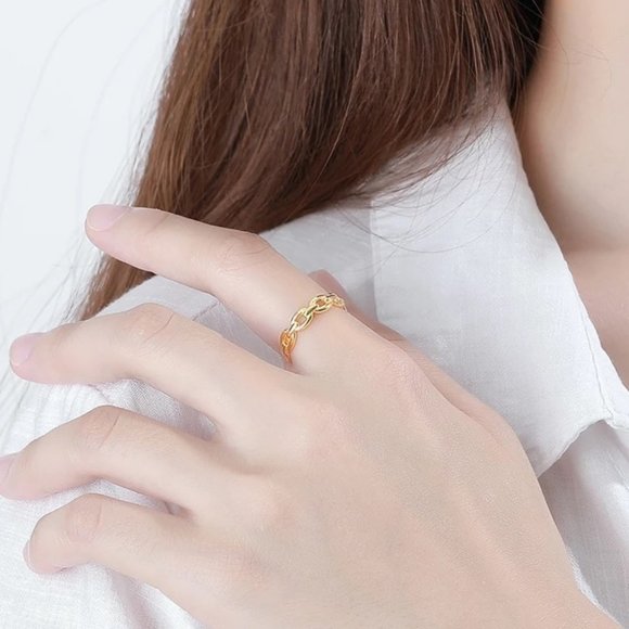 Sterling silver adjustable shank Chain link ring - Picture 10 of 12